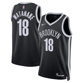 Maillot NBA Brooklyn Nets Yuta Watanabe 18 Nike 2022-23 Icon Edition Noir Swingman - Homme